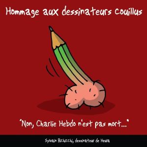 A tribute to balls cartoonists. Nope, Charlie Hebdo is not dead.